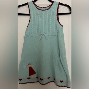Janie And Jack Snow Angel Cable Knit Sweater Dress Jumper Blue Red Appliqué 4T